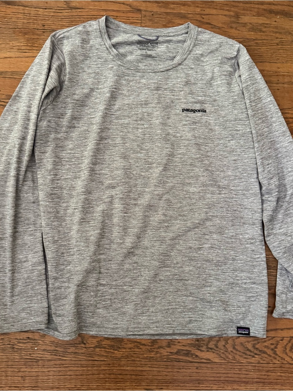 Patagonia Long Sleeved Capilene Cool Daily Graphic Shirt Fitz Roy Trout Grey L